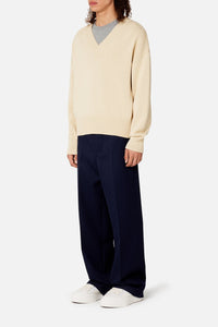 Pull Ami de Cœur à col V en maille - Vanilla