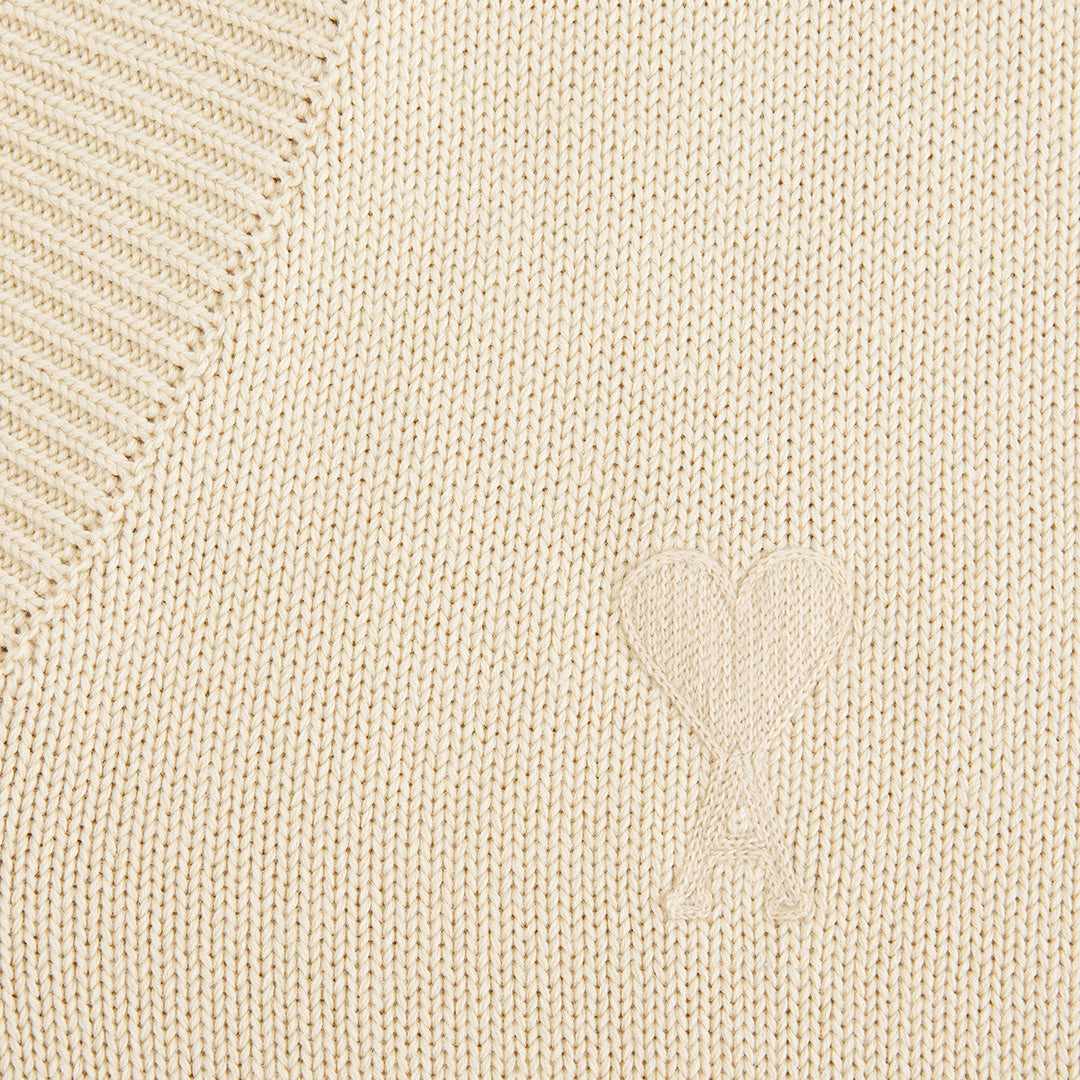 Pull Ami de Cœur à col V en maille - Vanilla