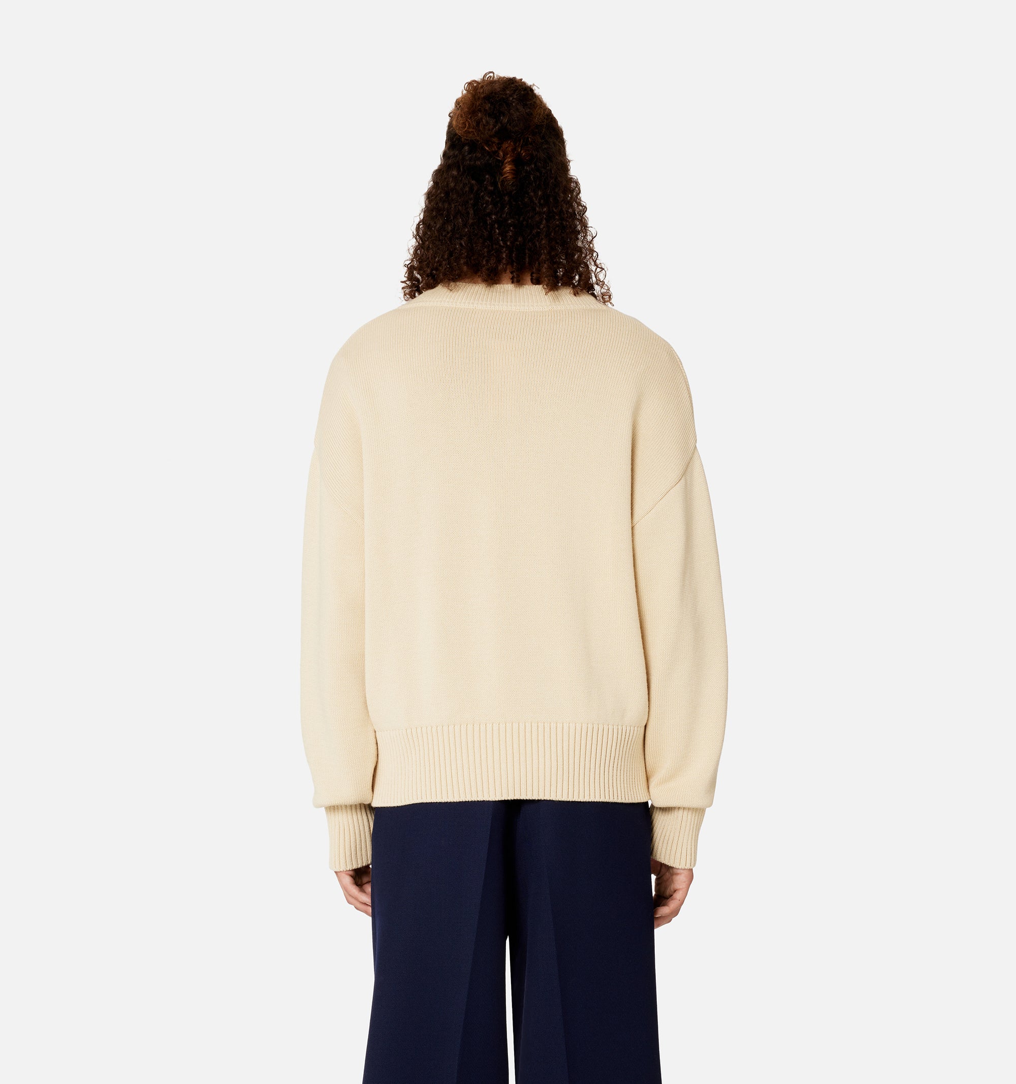 Pull Ami de Cœur à col V en maille - Vanilla