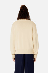 Pull Ami de Cœur à col V en maille - Vanilla