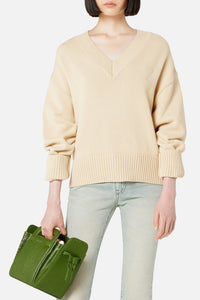 Pull Ami de Cœur à col V en maille - Vanilla