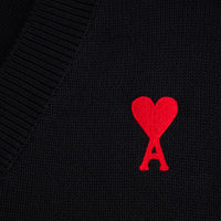 Pull Ami de Cœur sans manches à col V en maille - Black & Red