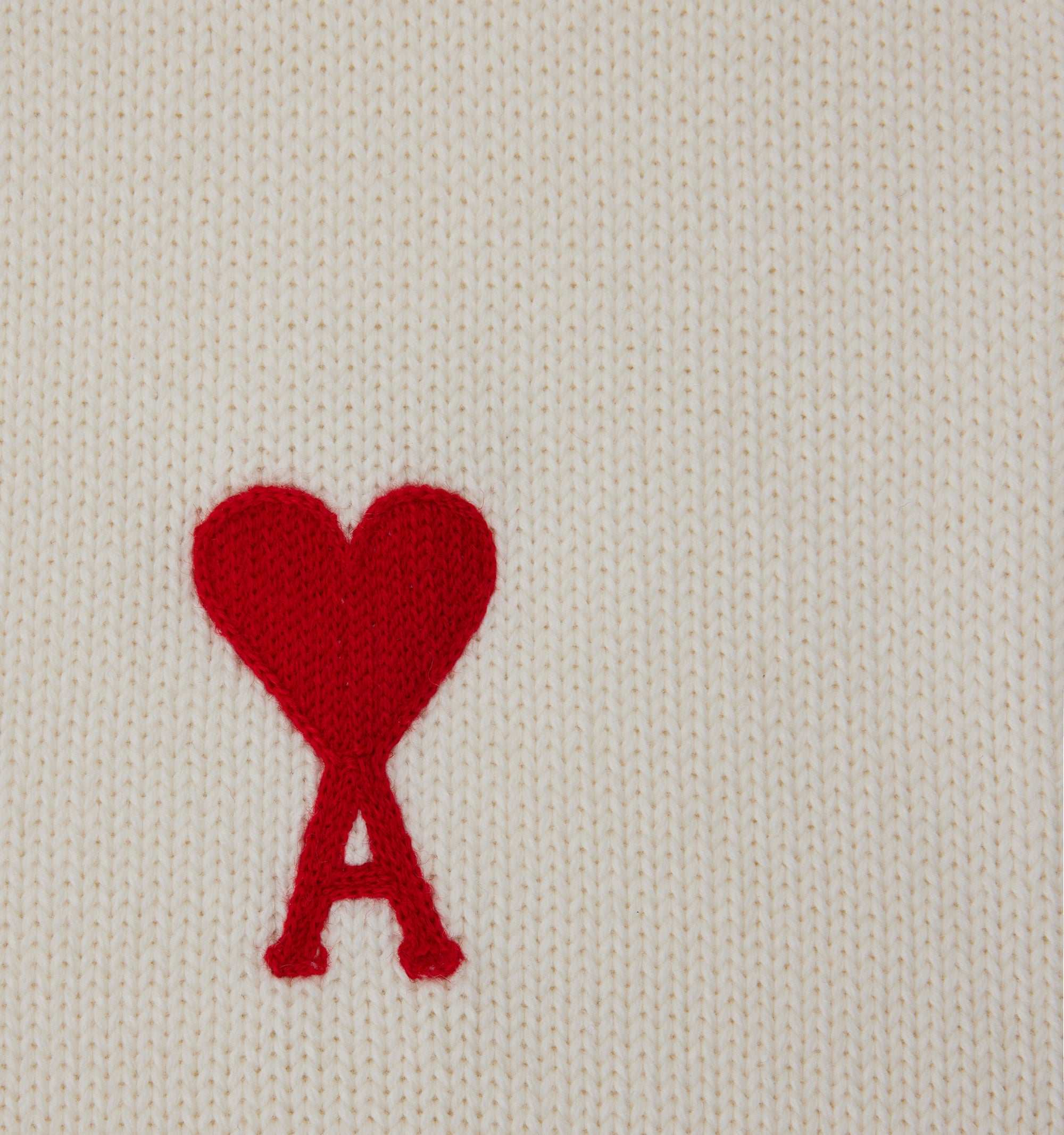 Pull Ami de Cœur sans manches à col V en maille - Natural White & Red