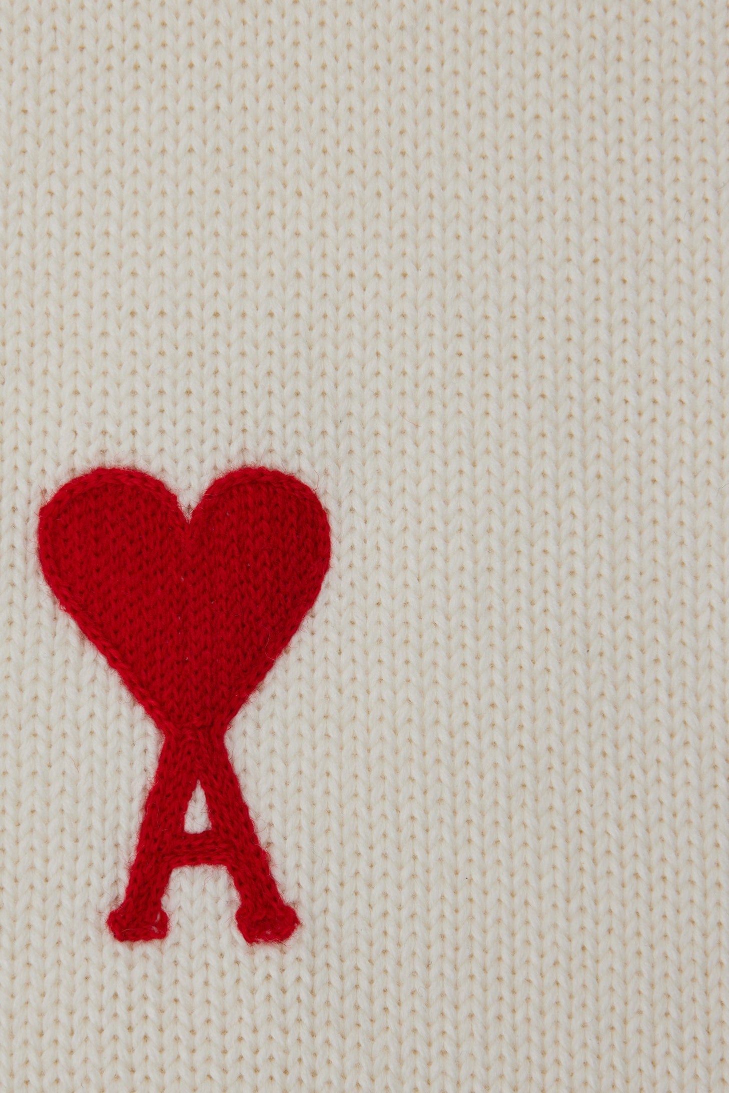 Pull Ami de Cœur sans manches à col V en maille - Natural White & Red