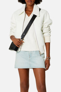 Pull Ami de Cœur sans manches à col V en maille - Natural White & Red