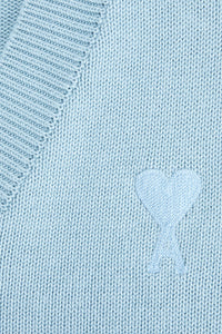 Pull Ami de Cœur sans manches à col V en maille - Sky Blue