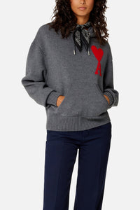 Sweat à capuche Iconique ADC en laine - Heather Grey & Red