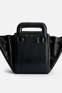 Sac à bandoulière Accordéon en cuir - Black