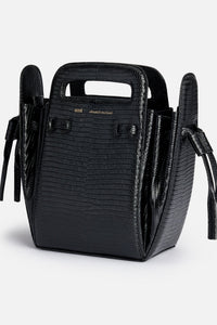 Sac à bandoulière Accordéon en cuir - Black