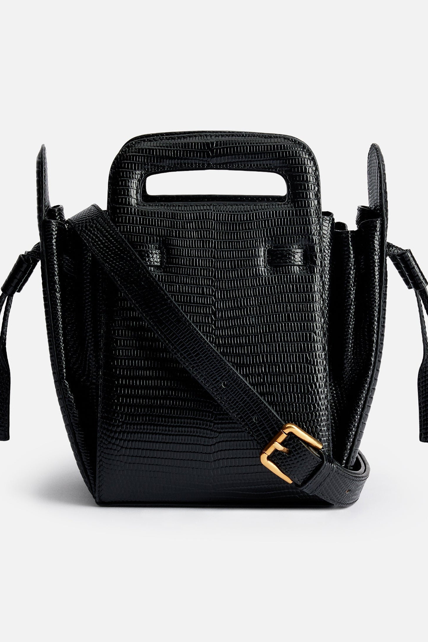 Sac à bandoulière Accordéon en cuir - Black