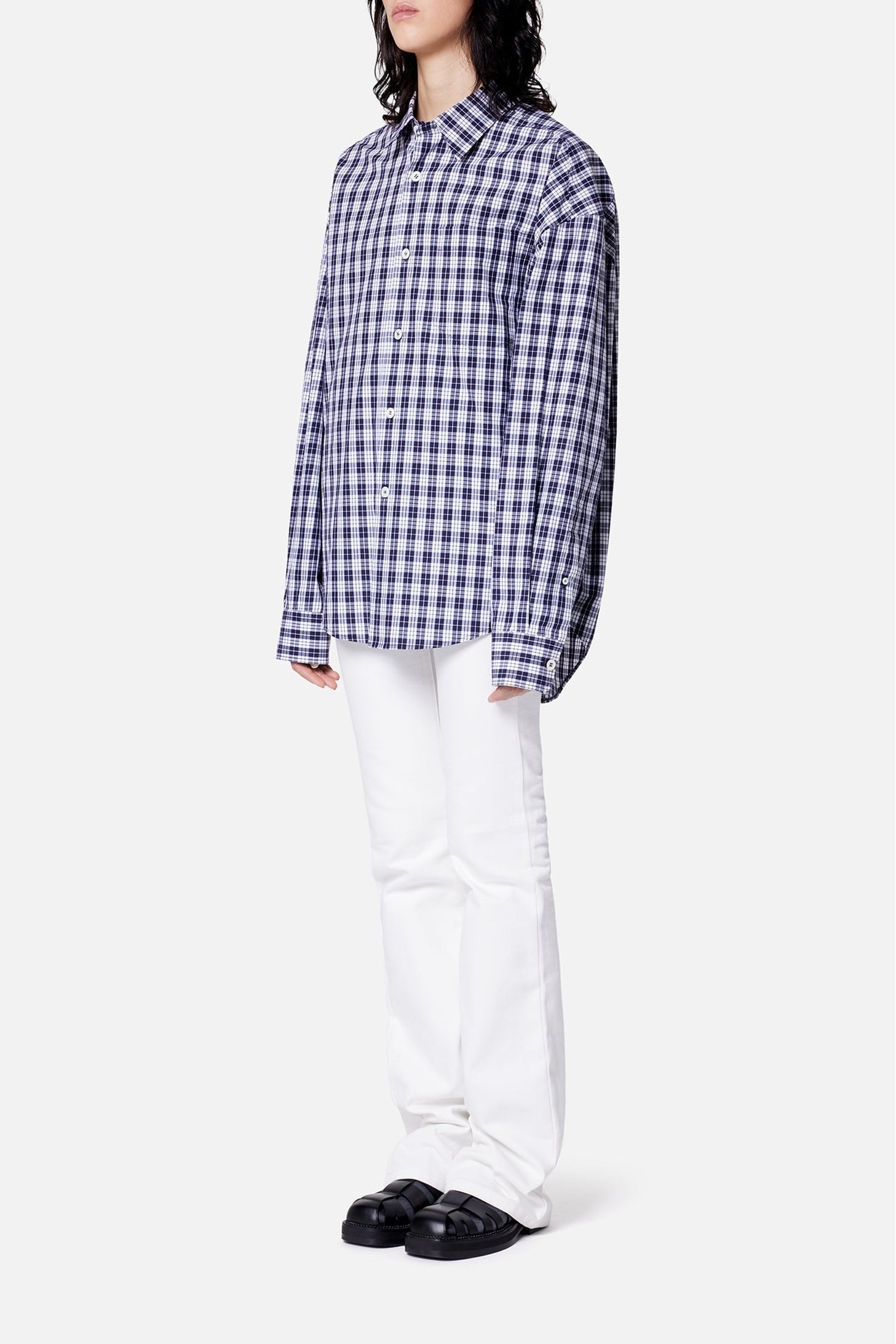 Chemise boxy à carreaux - Nautic Blue & White