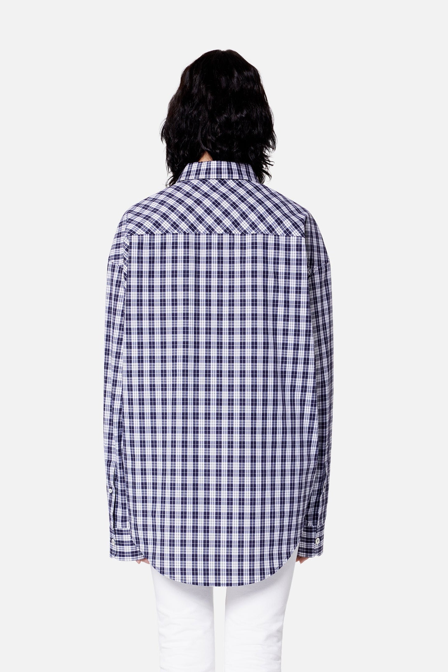 Chemise boxy à carreaux - Nautic Blue & White