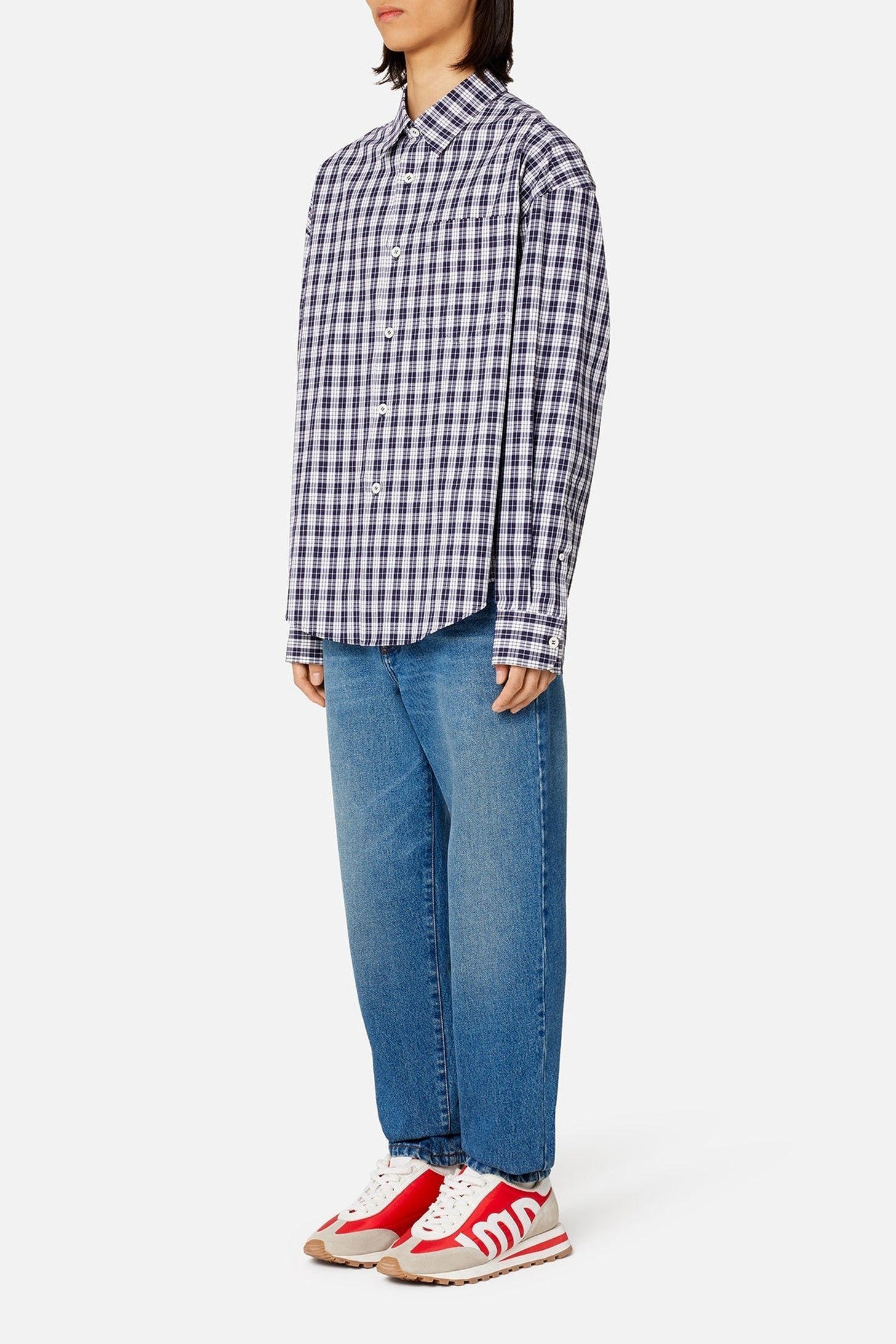 Chemise boxy à carreaux - Nautic Blue & White