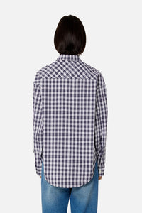 Chemise boxy à carreaux - Nautic Blue & White