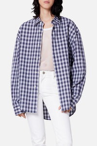 Chemise boxy à carreaux - Nautic Blue & White