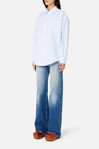 Chemise boxy à rayures - Sky Blue & Natural White