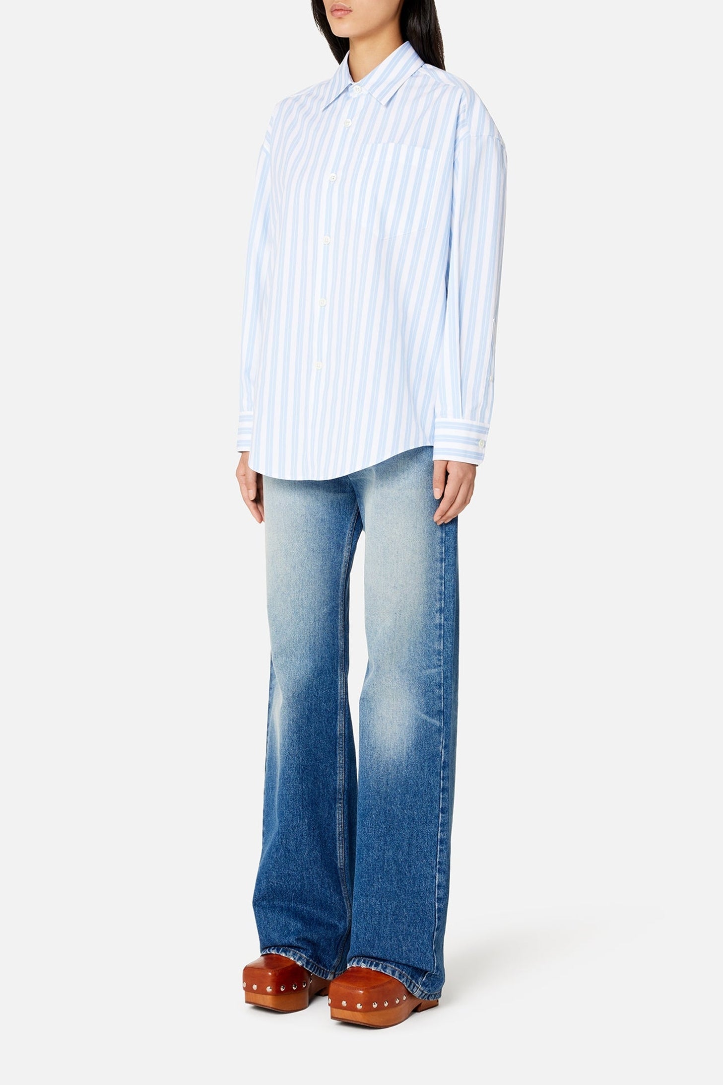 Chemise boxy à rayures - Sky Blue & Natural White