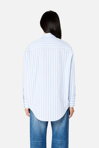 Chemise boxy à rayures - Sky Blue & Natural White
