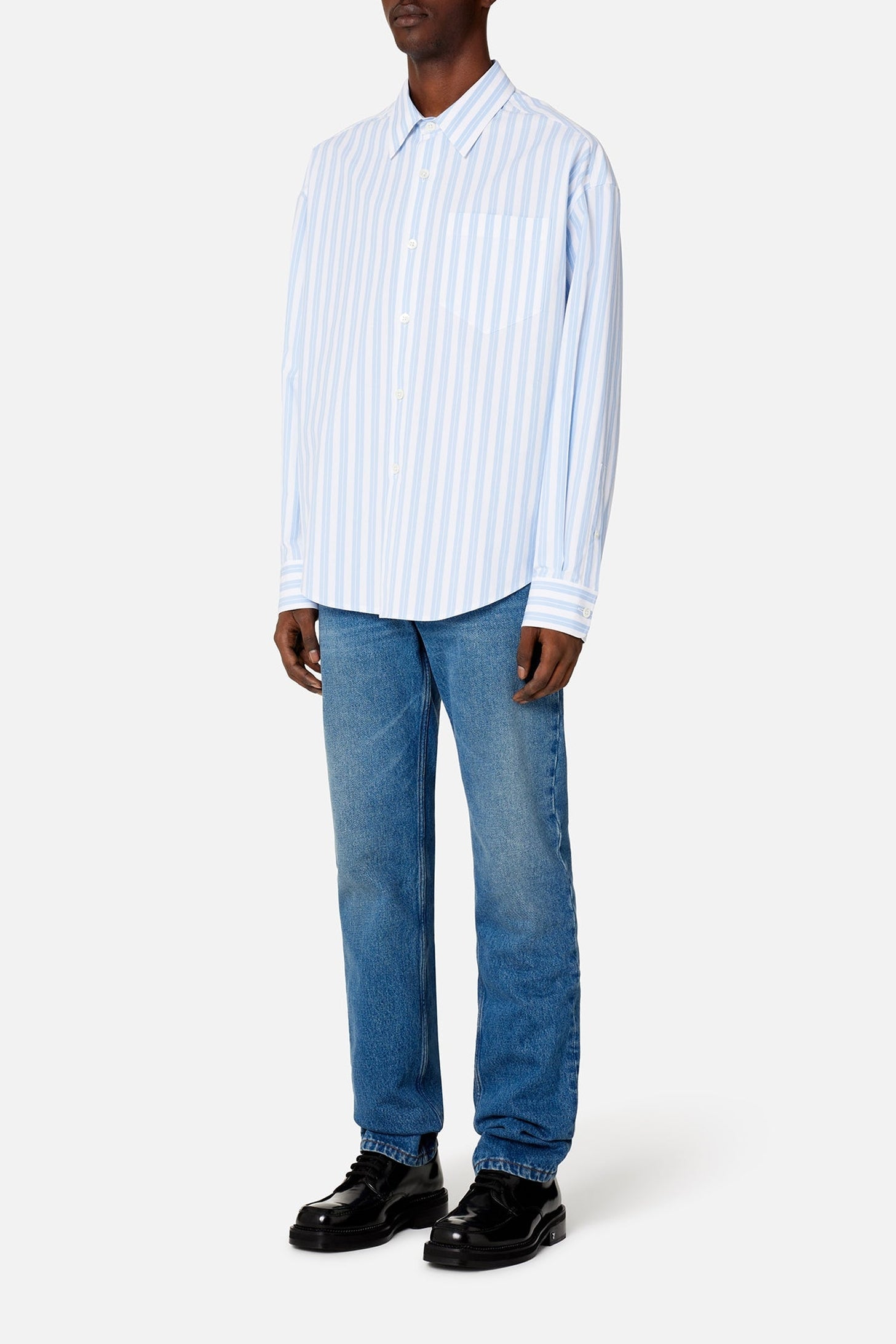 Chemise boxy à rayures - Sky Blue & Natural White