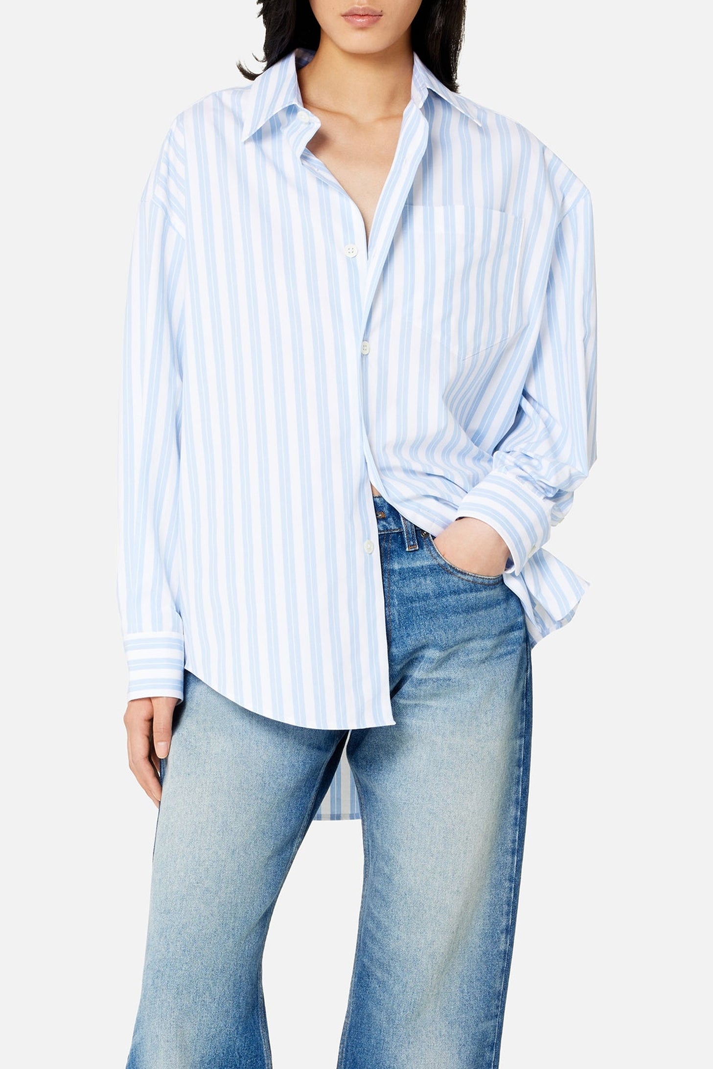 Chemise boxy à rayures - Sky Blue & Natural White