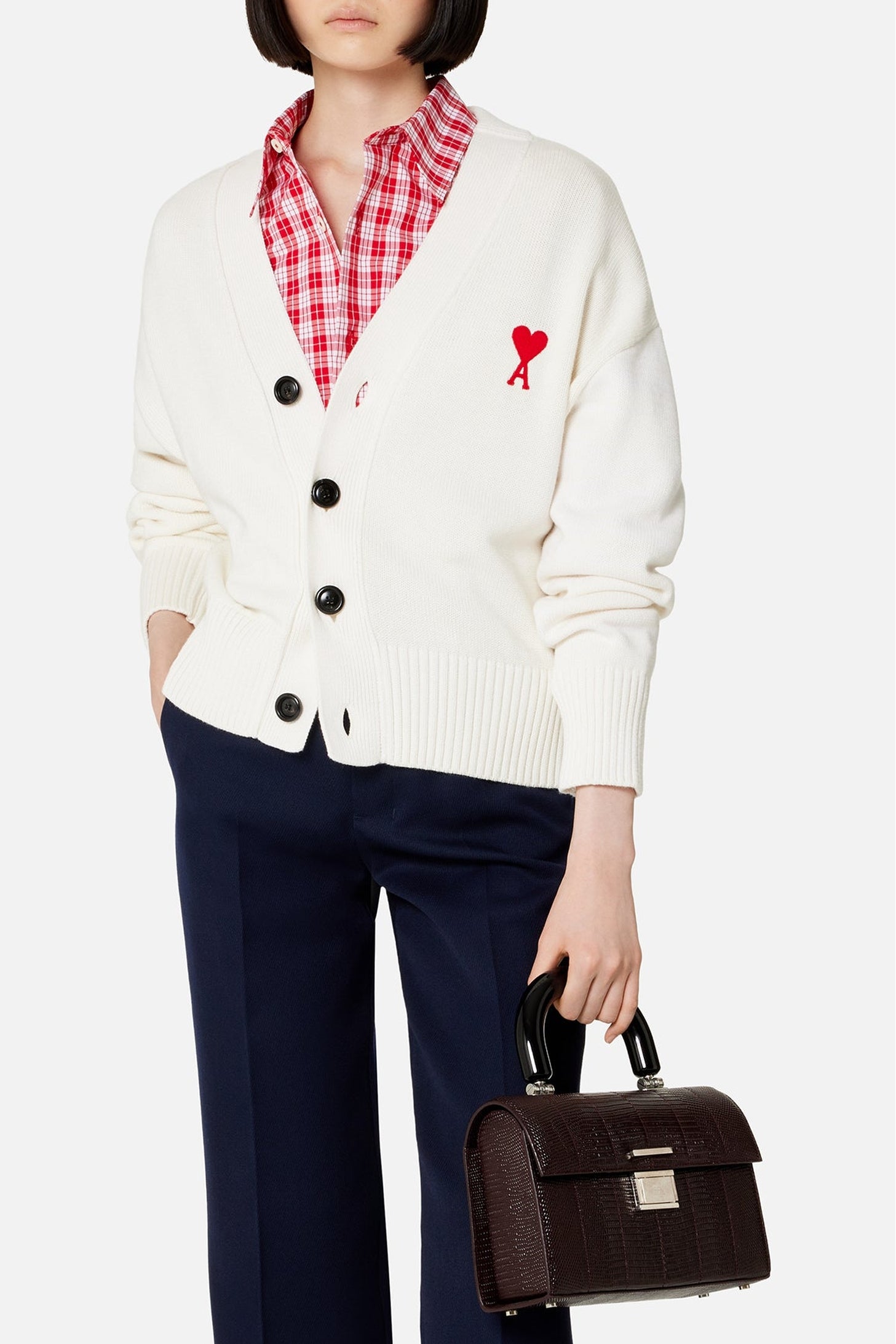 Chemise boxy à carreaux - Scarlet Red & Natural White
