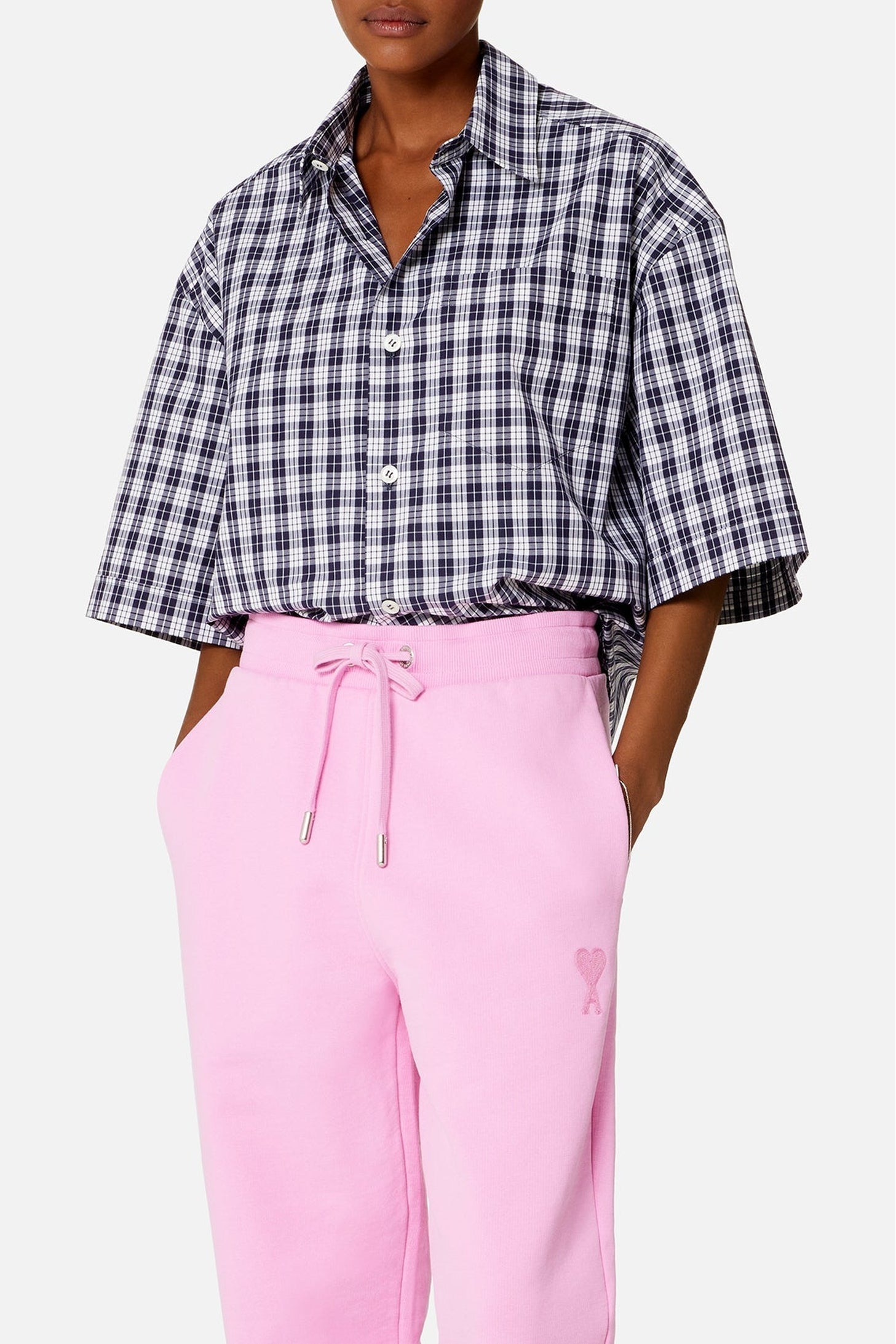 Chemise boxy à manches courtes - Nautic Blue & White