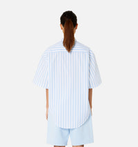 Chemise boxy à manches courtes rayée - Sky Blue & Natural White