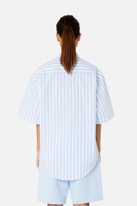 Chemise boxy à manches courtes rayée - Sky Blue & Natural White