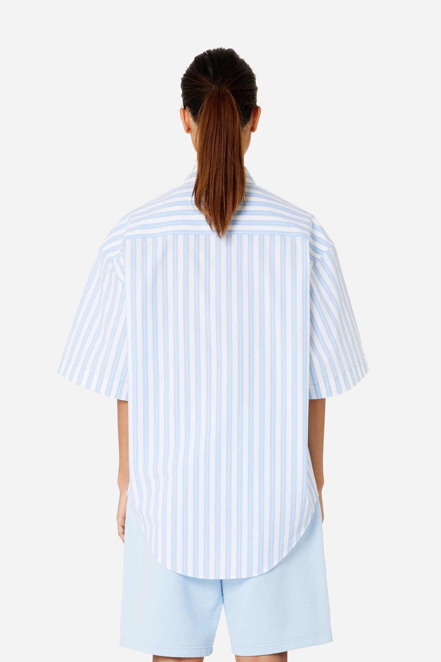 Chemise boxy à manches courtes rayée - Sky Blue & Natural White