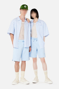 Chemise boxy à manches courtes rayée - Sky Blue & Natural White