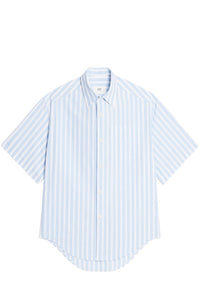 Chemise boxy à manches courtes rayée - Sky Blue & Natural White