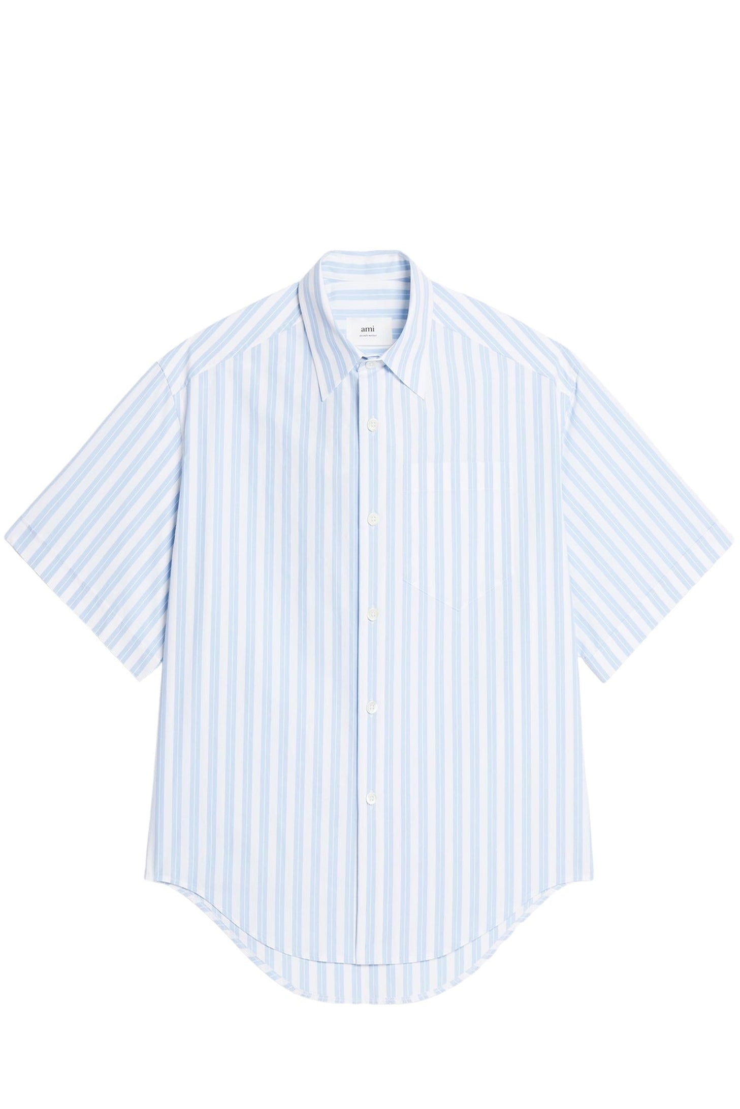 Chemise boxy à manches courtes rayée - Sky Blue & Natural White