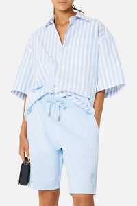 Chemise boxy à manches courtes rayée - Sky Blue & Natural White