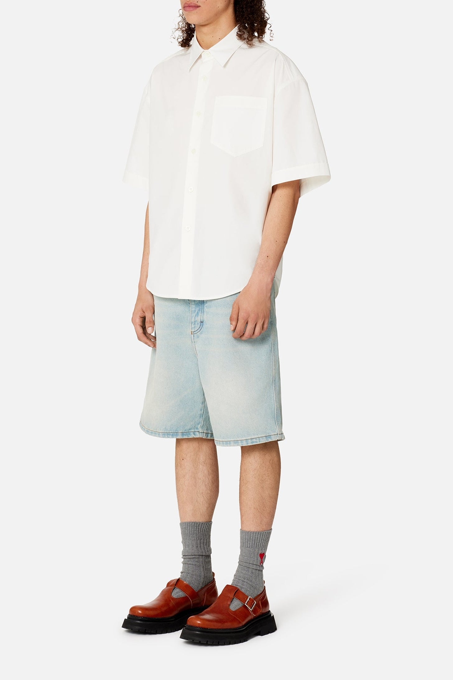 Chemise boxy à manches courtes - Natural White