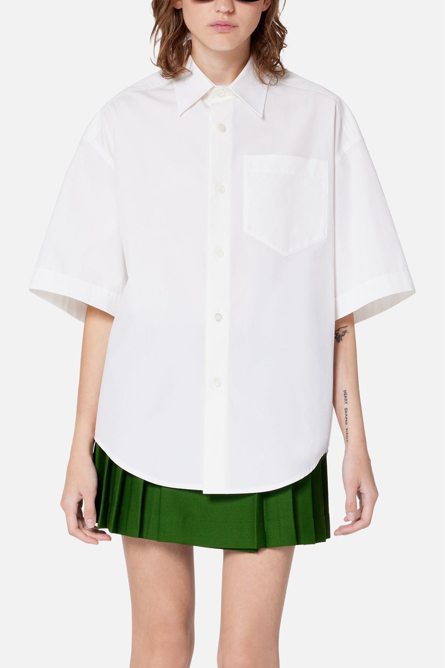 Chemise boxy à manches courtes - Natural White