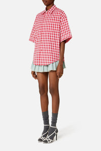 Chemise boxy à manches courtes - Scarlet Red & Natural White