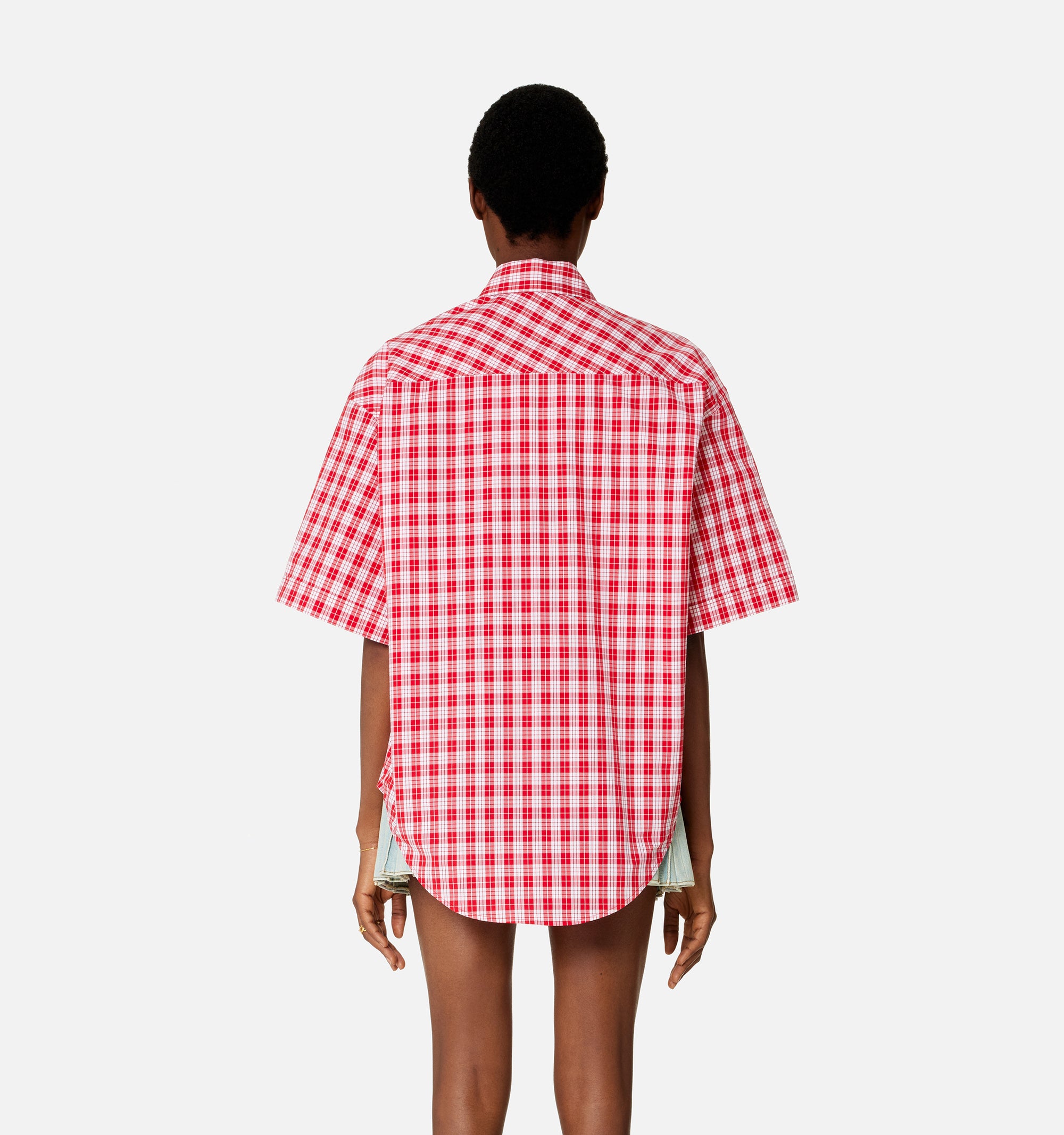 Chemise boxy à manches courtes - Scarlet Red & Natural White