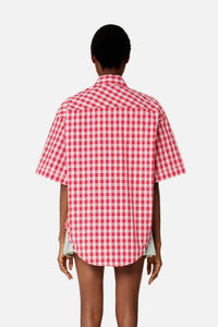 Chemise boxy à manches courtes - Scarlet Red & White