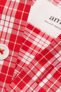 Chemise boxy à manches courtes - Scarlet Red & White