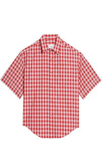 Chemise boxy à manches courtes - Scarlet Red & White