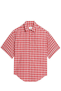 Chemise boxy à manches courtes - Scarlet Red & Natural White