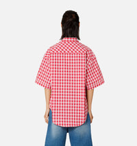 Chemise boxy à manches courtes - Scarlet Red & Natural White