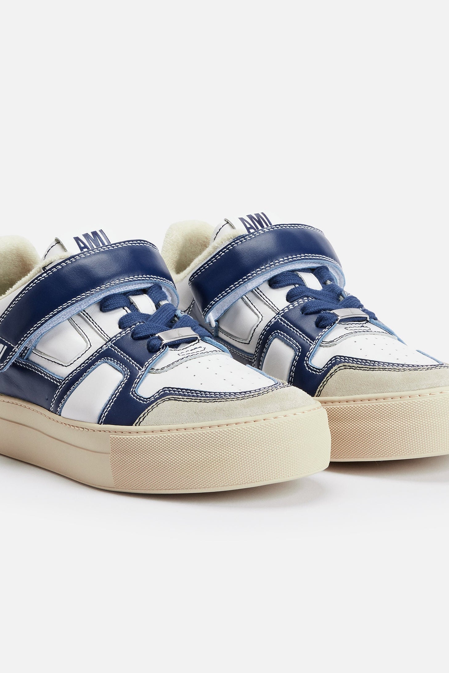Sneakers basses Ami Arcade en cuir - Nautic Blue & White