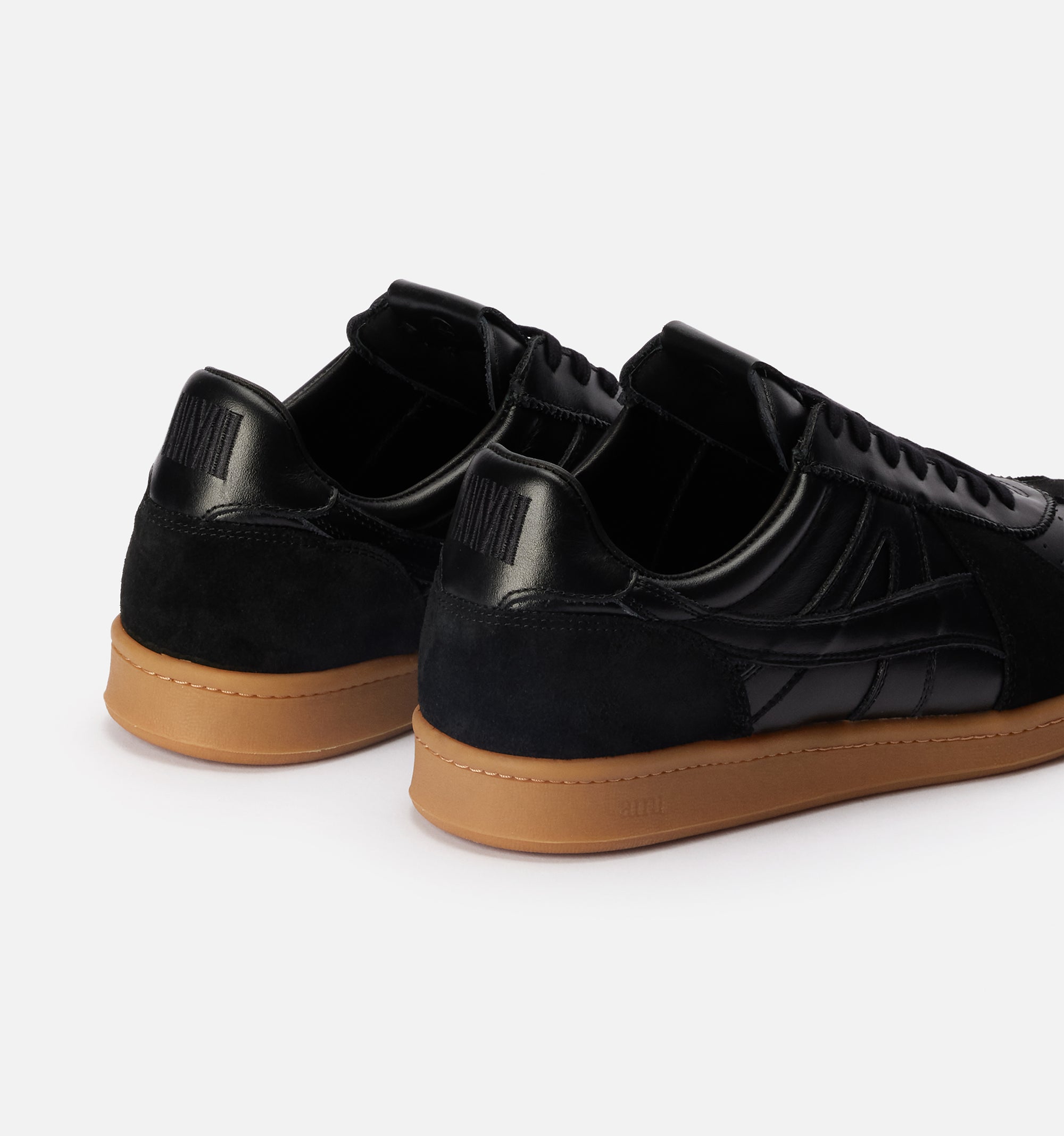 Sneakers basses à lacets en cuir - Black