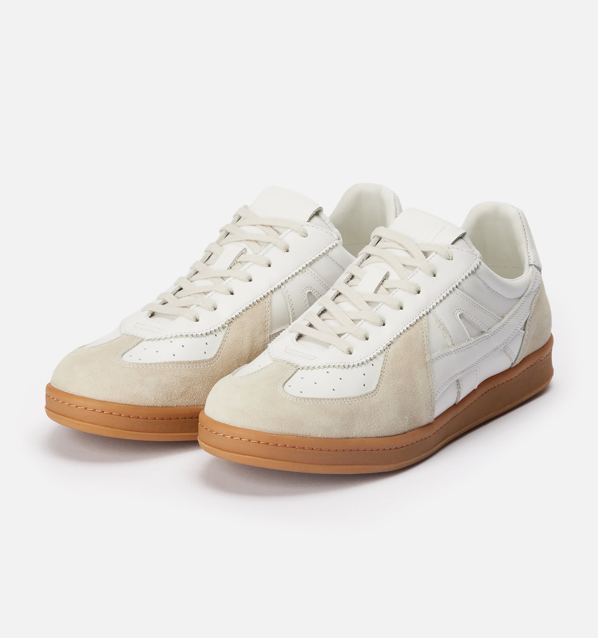Sneakers basses à lacets en cuir - White