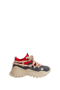 Sneakers basses Otto à lacets en daim - Beige & Red