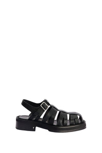Sandales à lanières texturées en cuir - Black