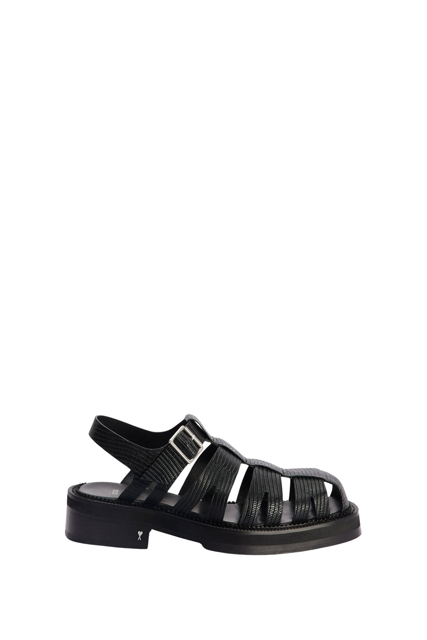 Sandales à lanières texturées en cuir - Black