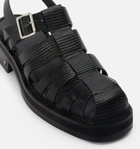 Sandales à lanières texturées en cuir - Black