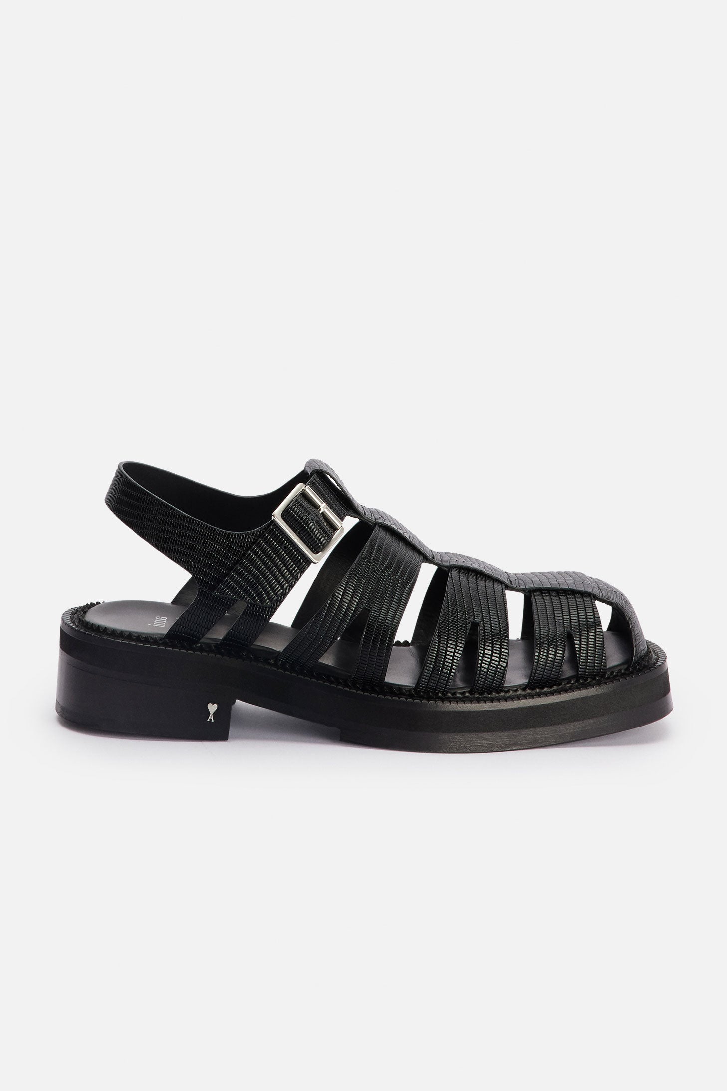 Sandales à lanières texturées en cuir - Black